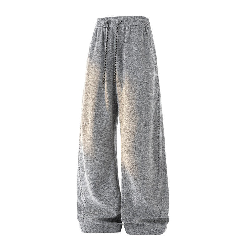 Damen Weite Lounge‑Hose aus Sweatstoff mit Kordelzug, Ziernähten und elastischem Bund Drune