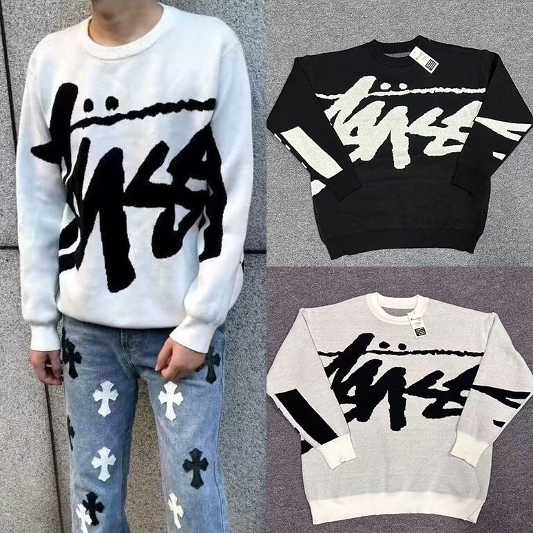 Herren Modischer Grobstrickpullover mit grafischem Design Drune