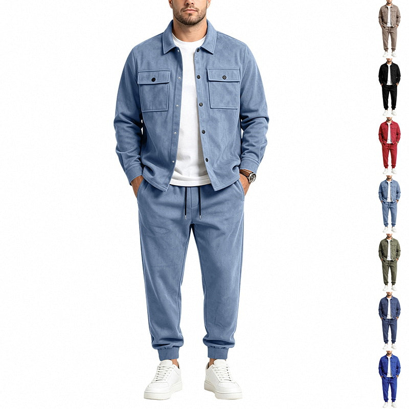 Herren Overshirt- und Jogginghose-Set aus weichem Baumwollmix Drune