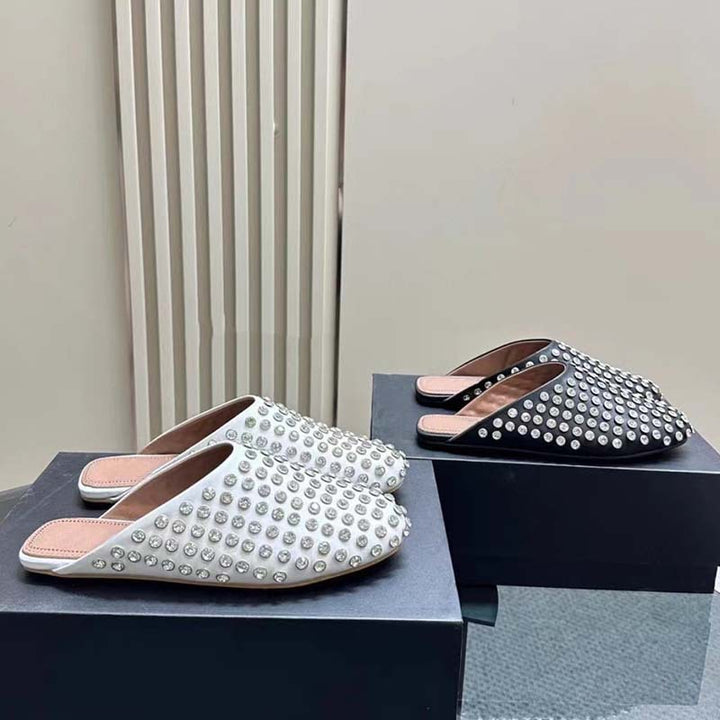 Damen mit Strass verzierten Slide Mules Drune