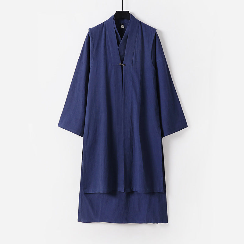 Unisex Langer Oversize-Kimono‑Mantel mit dezentem Knebelverschluss und weiter Silhouette Drune