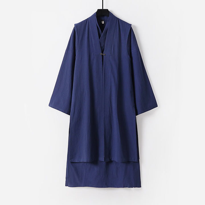 Unisex Langer Oversize-Kimono‑Mantel mit dezentem Knebelverschluss und weiter Silhouette Drune