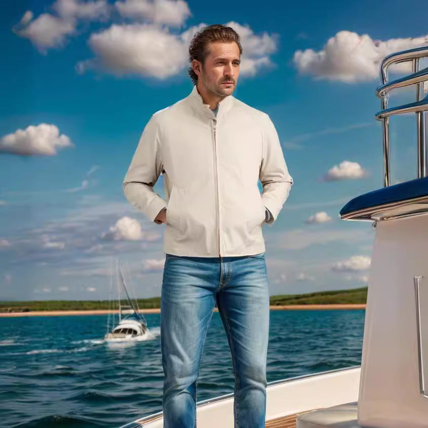 Herren leichte Freizeitjacke im modernen Design mit Stehkragen Drune