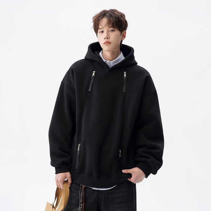 Herren Urbaner Oversized Hoodie mit Reißverschlüssen Drune