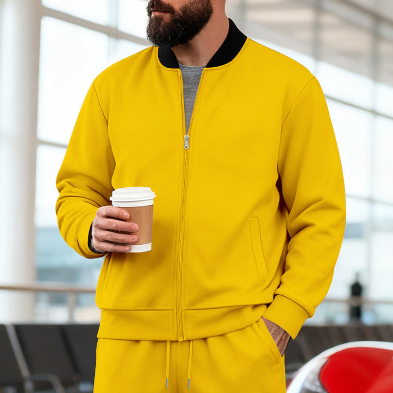 Herren nan urbane Sweat-Trackjacke mit Stehkragen verdecktem Reißverschluss elastischen Rippbündchen und Eingrifftaschen Drune
