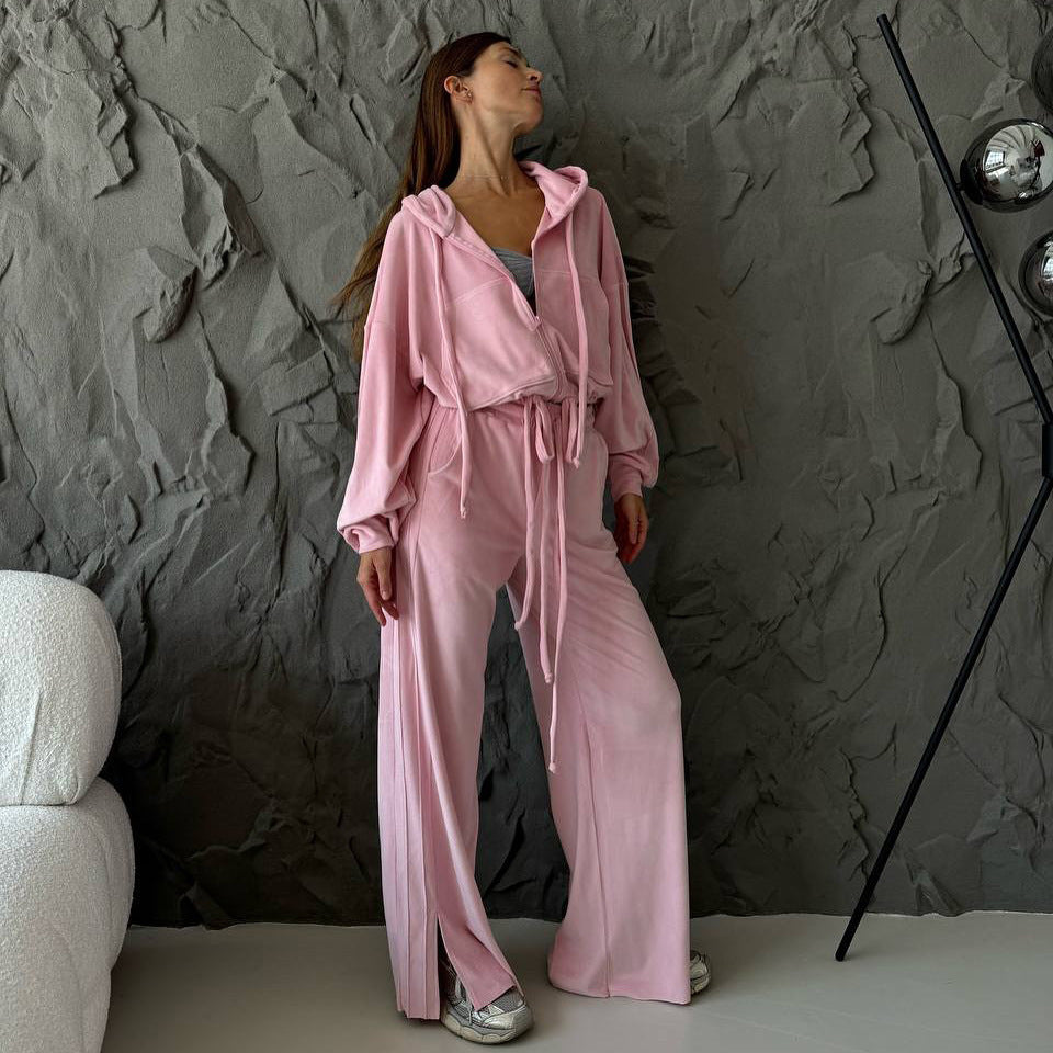 Damen Sportliches Lounge-Set mit komfortablem Hoodie und weitem Hosenstil Drune