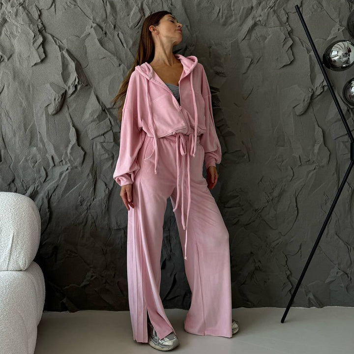 Damen Sportliches Lounge-Set mit komfortablem Hoodie und weitem Hosenstil Drune