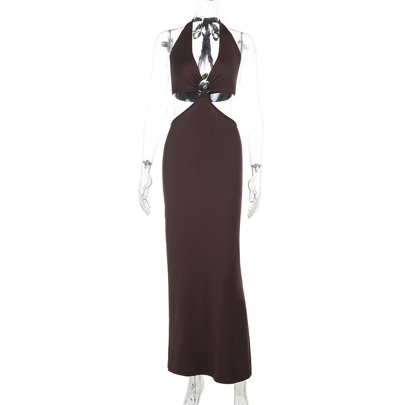 Damen elegantes Maxikleid mit raffiniertem Wickeldesign und sexy Ausschnitten Drune