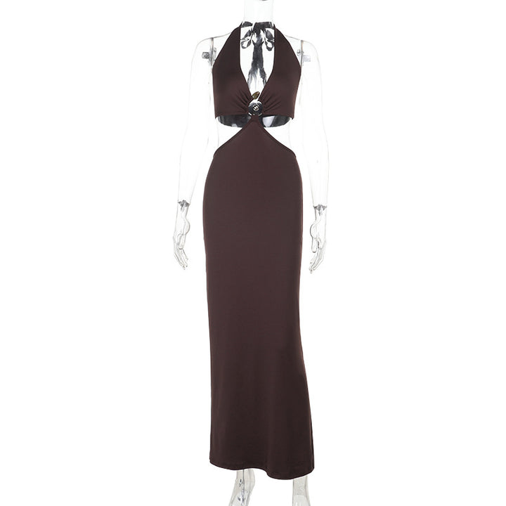 Damen elegantes Maxikleid mit raffiniertem Wickeldesign und sexy Ausschnitten Drune