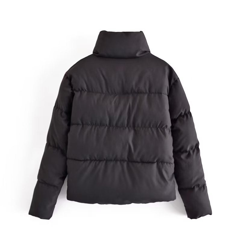 Damen gestepptes Winterjacke mit hohem Kragen und Seitentaschen Drune