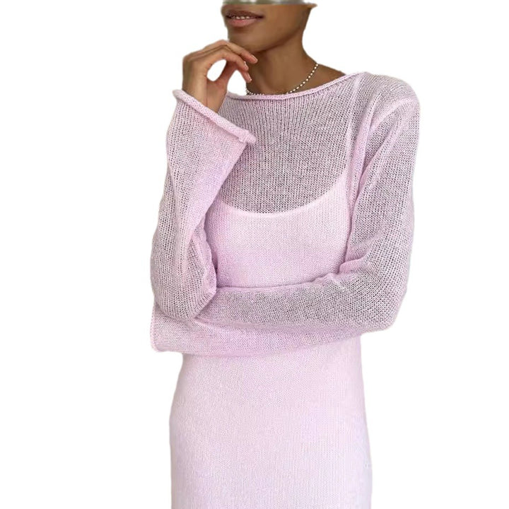 Damen Elegantes Strickkleid mit weitem Schnitt und langen Ärmeln Drune