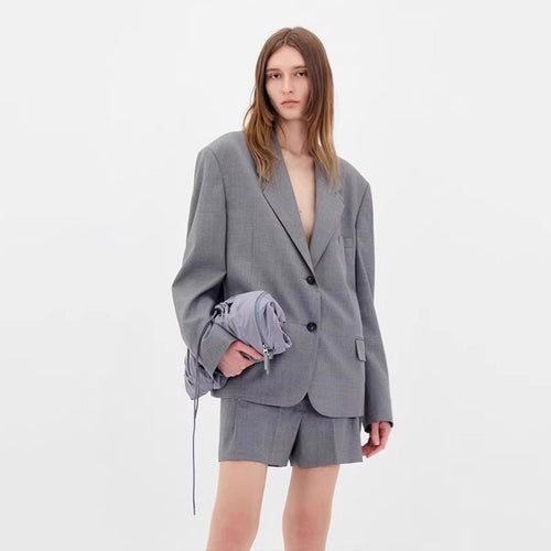 Damen stylischer Oversized Blazer mit dezentem Karomuster Drune