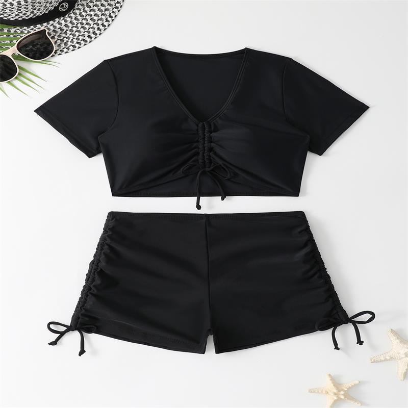 Damen Sportlicher Bikini-Set mit kürzeren Shorts und verstellbarem Oberteil Drune