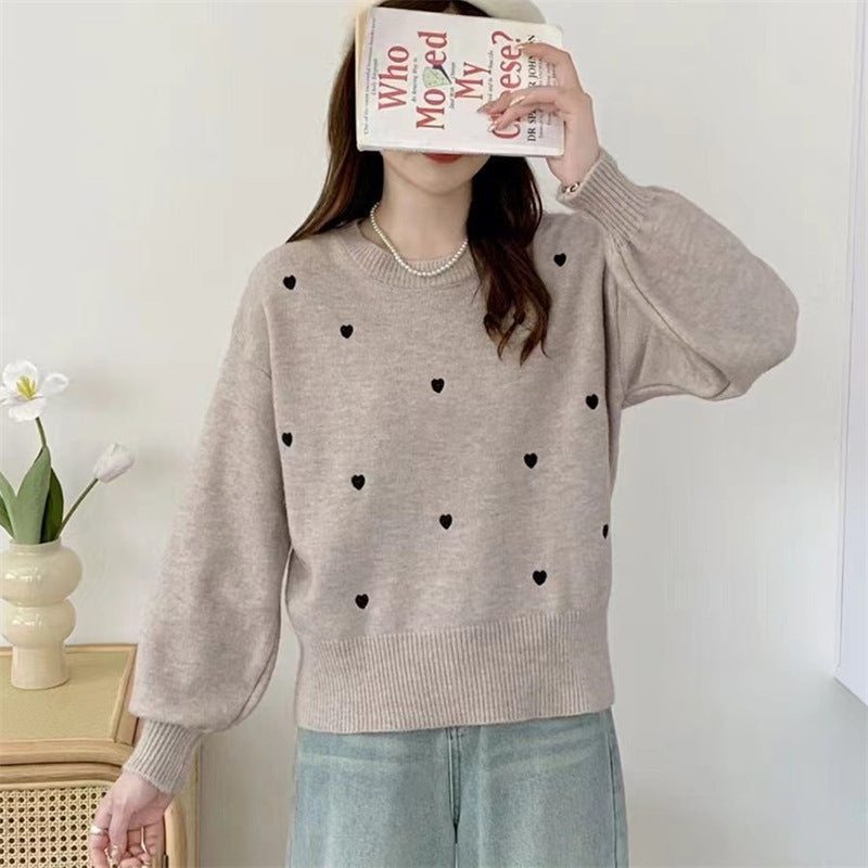 Damen Pullover mit Herz-Motiv und lässigem Schnitt Drune