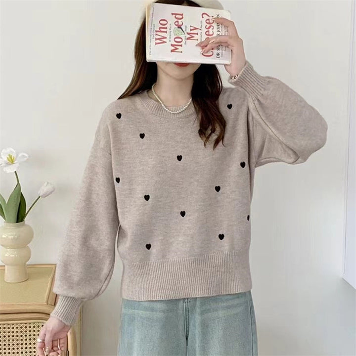 Damen Pullover mit Herz-Motiv und lässigem Schnitt Drune