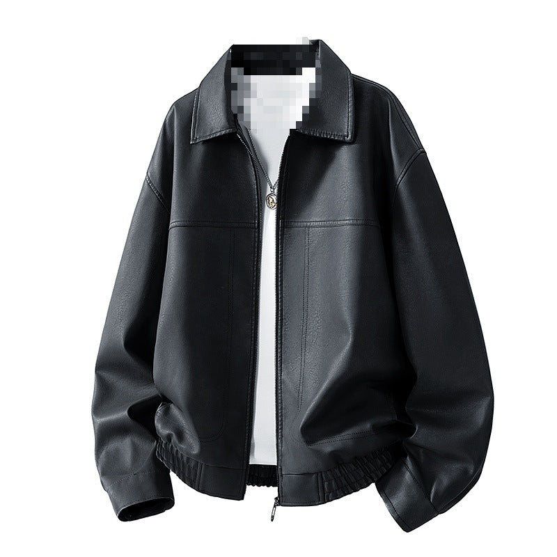 Herren Oversize Velours‑Optik Übergangsblouson mit Hemdkragen, Reißverschluss & elastischem Saum Drune