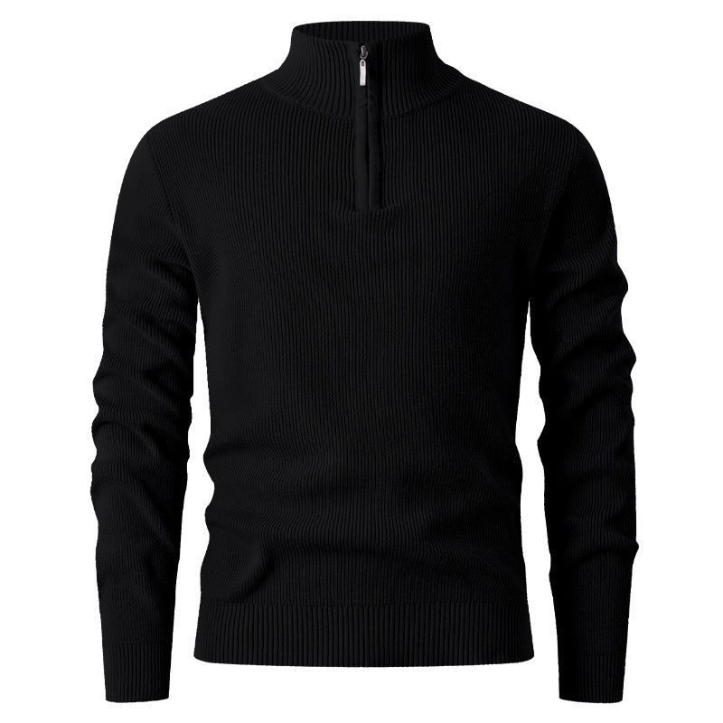 Herren Feinstrick‑Halbzip‑Pullover mit geripptem Mockneck und schlanker Passform Drune
