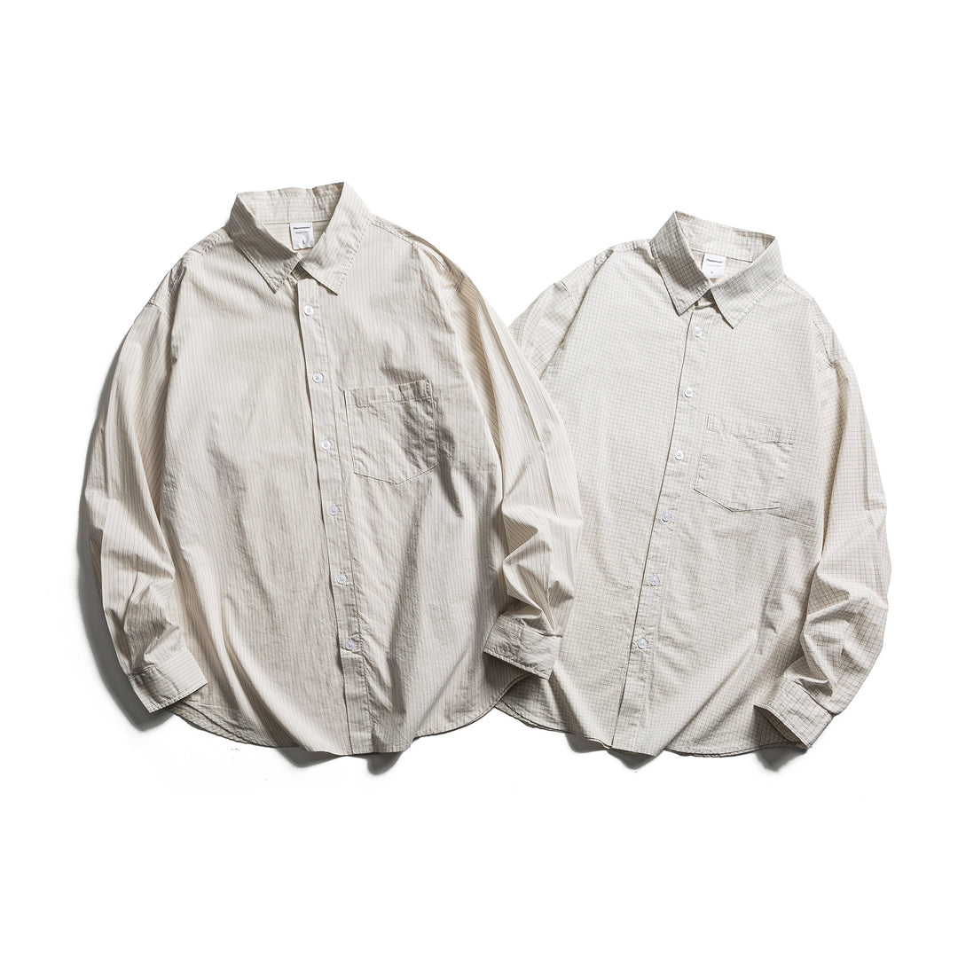 Unisex Lockeres Oversize-Hemd mit Nadelstreifen, Brusttasche und Drop-Shoulder Drune