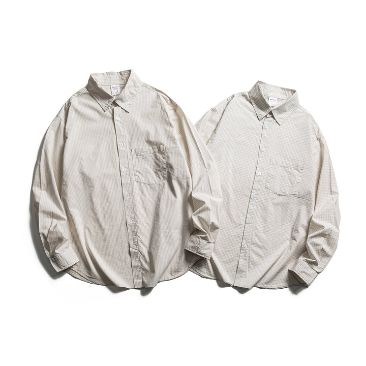 Unisex Lockeres Oversize-Hemd mit Nadelstreifen, Brusttasche und Drop-Shoulder Drune