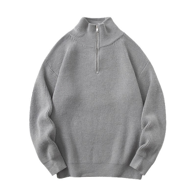 Damen Hochwertiger Strickpullover mit Stehkragen und Reißverschluss Drune