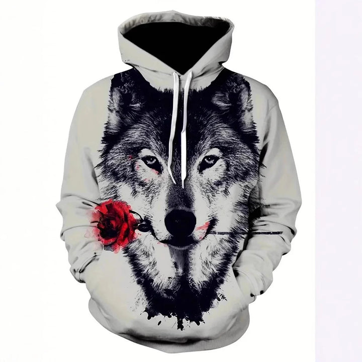 Damen Kapuzenpullover mit Wolf- und Schmetterlingsmotiv Drune