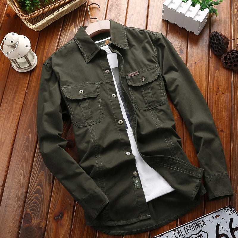 Herren nan vielseitiges Canvas-Overshirt mit Klappbrusttaschen, verstärkten Nähten und regular fit Drune
