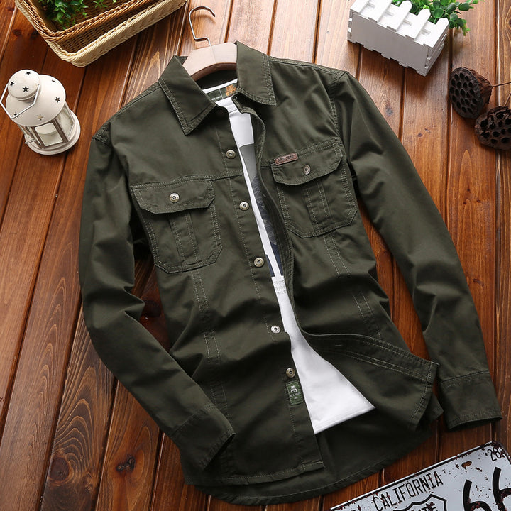 Herren nan vielseitiges Canvas-Overshirt mit Klappbrusttaschen, verstärkten Nähten und regular fit Drune