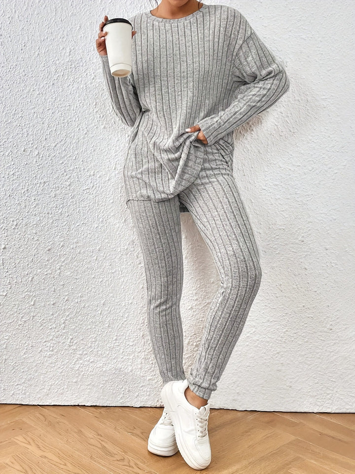 Damen lässiges Strick-Crop-Set mit weitem Schnitt Drune
