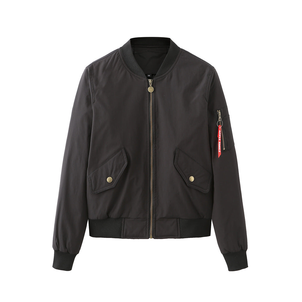 Damen modische Bomberjacke mit praktischen Seitentaschen und elastischen Bündchen Drune
