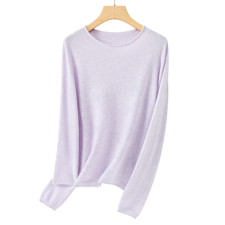 Damen Feiner ultraleichter Rundhalspullover aus Mikrofaser-Feinstrick mit minimalistischer Silhouette Drune
