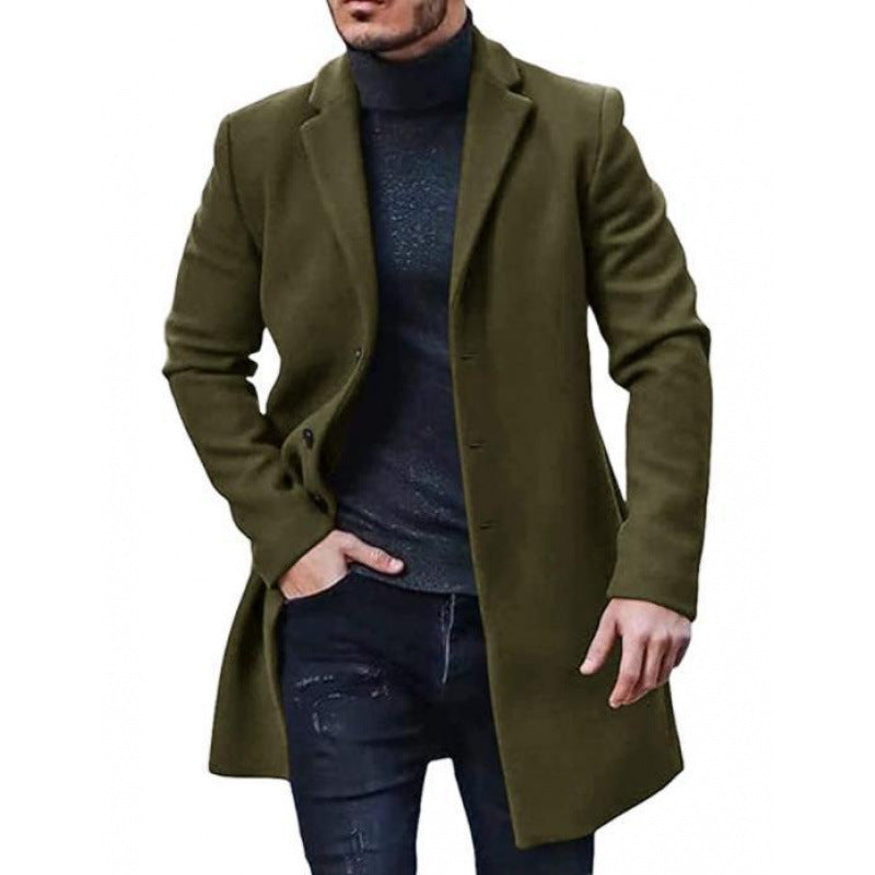 Herren Wollmantel mit schmalem Schnitt und Reverskragen