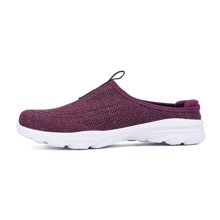 Damen nan gestrickter Mule-Sneaker mit offenem Fersenkragen, elastischem Einstieg und gepolsterter Laufsohle Drune