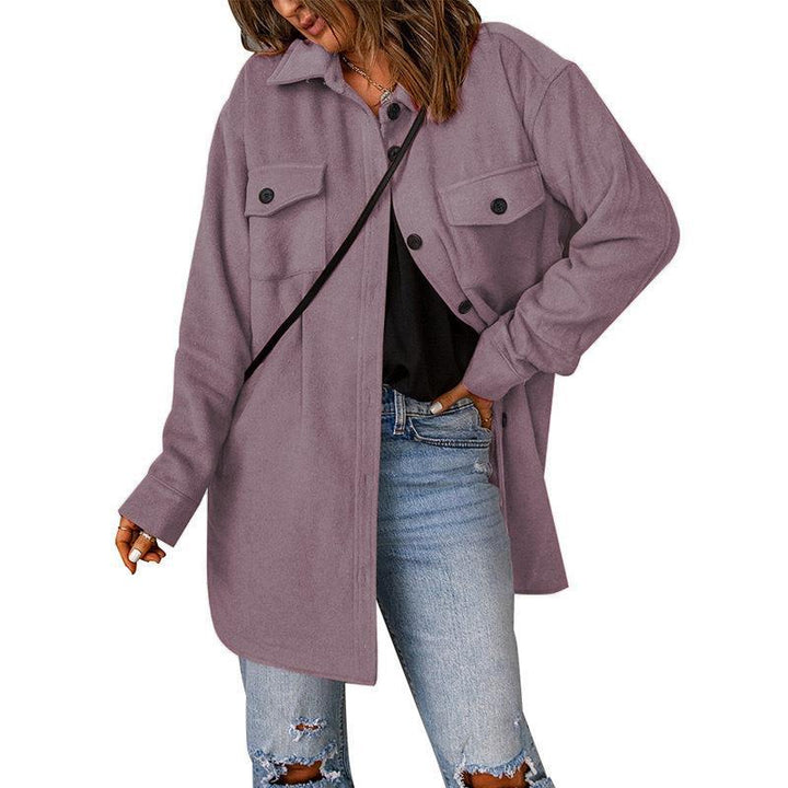 Damen Oversize-Hemdjacke mit Brustklappen und langem Schnitt Drune
