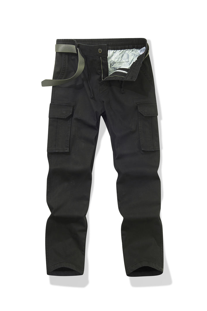 Herren Slim-Fit Utility-Cargohose mit elastischem Bund, Kordelzug und integrierter Webgürtel Drune