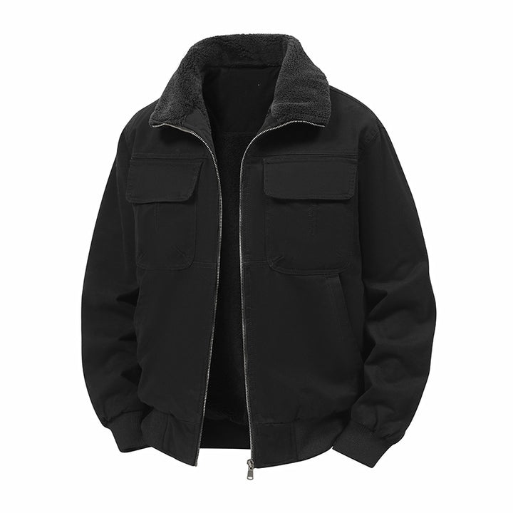 Herren Thermo-Bomberjacke im Fieldstil mit Teddykragen, aufgesetzten Brusttaschen & Reißverschluss Drune