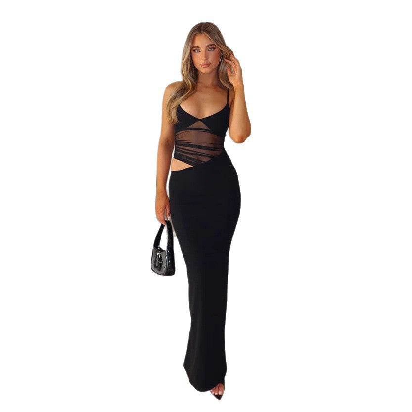 Damen Figurbetontes Abendkleid mit innovativem Wickeldesign und eleganten Trägern Drune