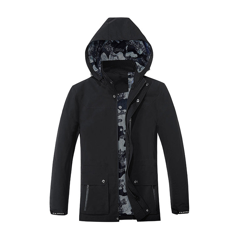 Herren leichter Fieldparka mit Kapuze camouflage-gepolsterter Innenverkleidung und Multifunktions-Taschen Drune
