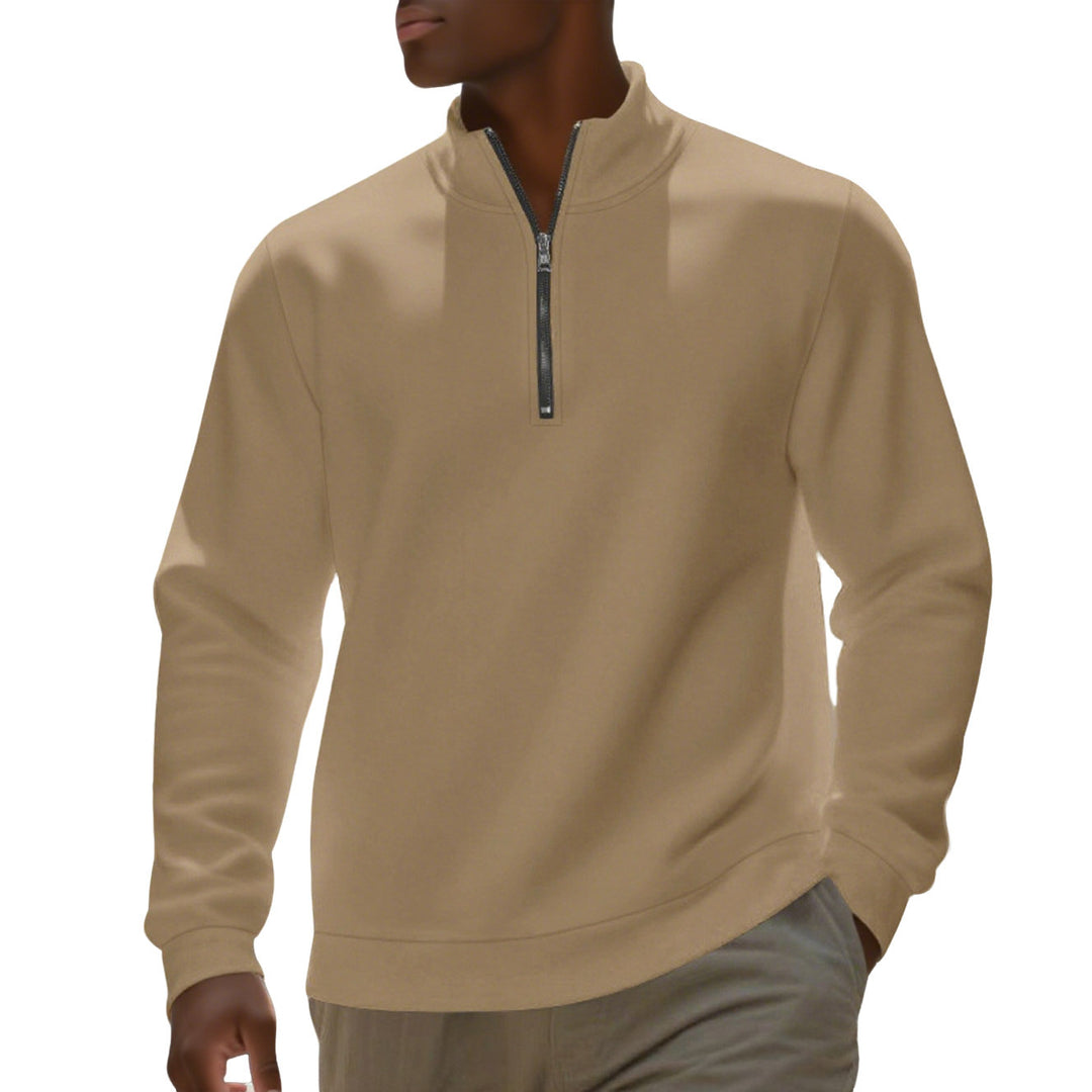 Herren nan Halbzip-Sweatshirt aus Baumwollmix mit Stehkragen, weichem Innenfutter und Rippbündchen Drune