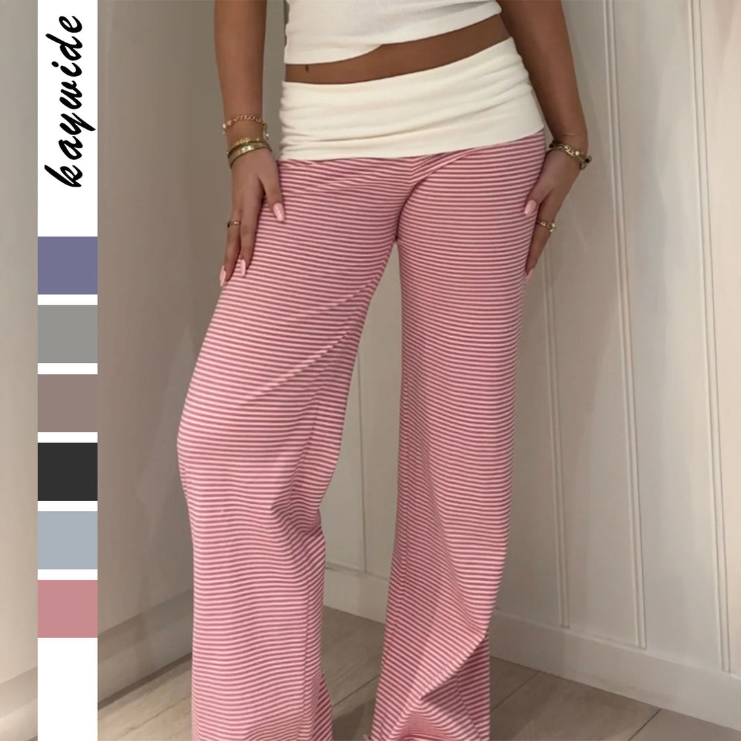 Damen nan weite Palazzo-Loungehose mit hohem Bund und elastischem Comfort-Stretch Drune