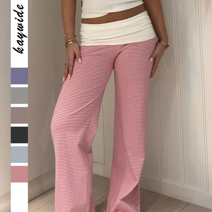 Damen nan weite Palazzo-Loungehose mit hohem Bund und elastischem Comfort-Stretch Drune
