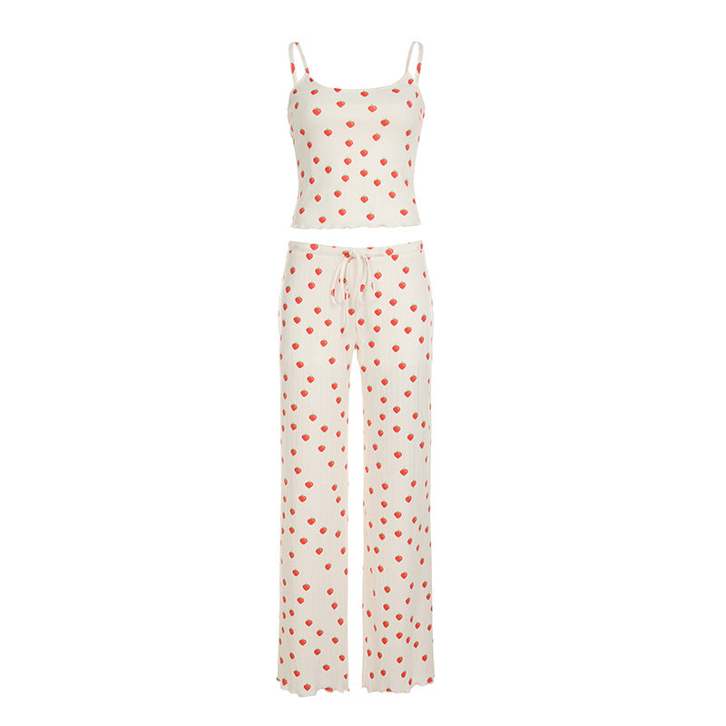 Damen Pyjama-Set mit Herzen und verstellbarem Bund Drune
