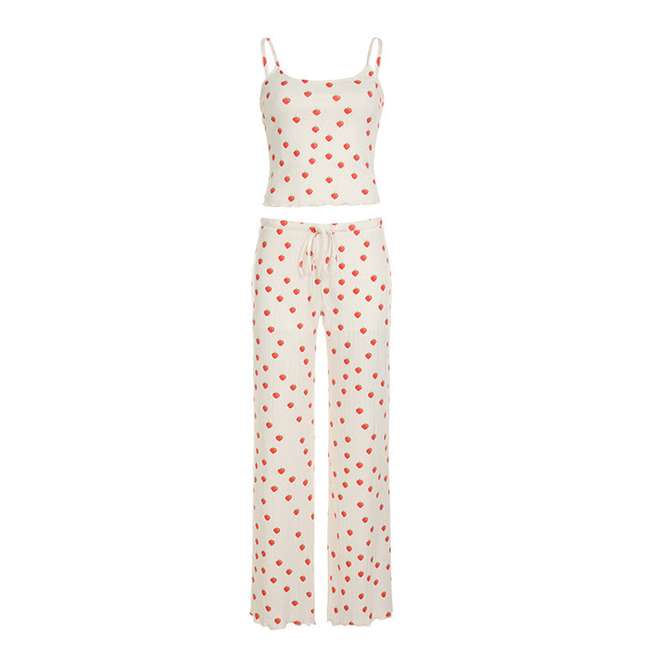 Damen Pyjama-Set mit Herzen und verstellbarem Bund Drune