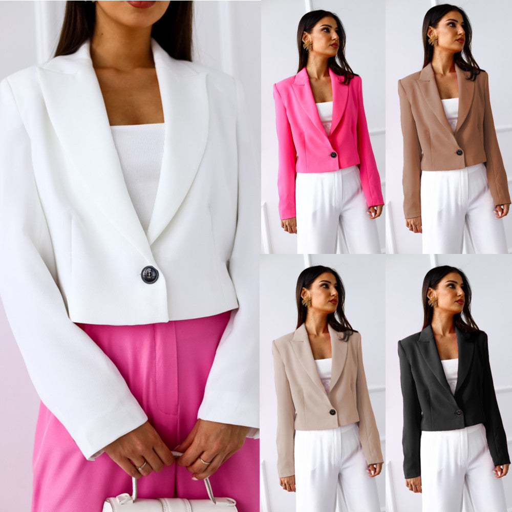 Damen modischer Cropped Blazer mit elegantem Schnitt und Knopfdetails Drune