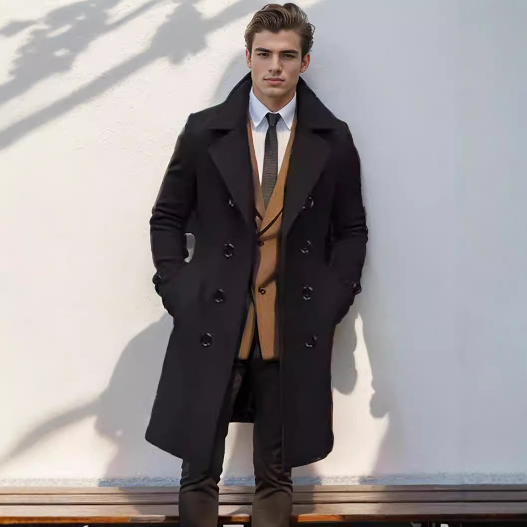 Herren doppelreihiger Wollmantel mit klassischem Schnitt und eleganten Details Drune