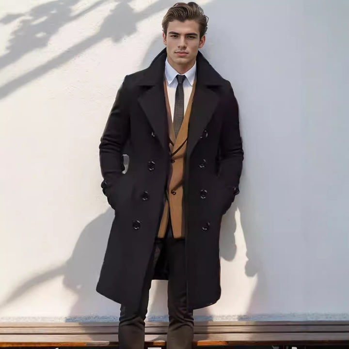 Herren doppelreihiger Wollmantel mit klassischem Schnitt und eleganten Details Drune