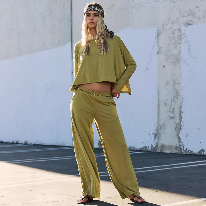 Damen Lässiges Twinset aus weitem Oberteil und weit geschnittener Hose Drune
