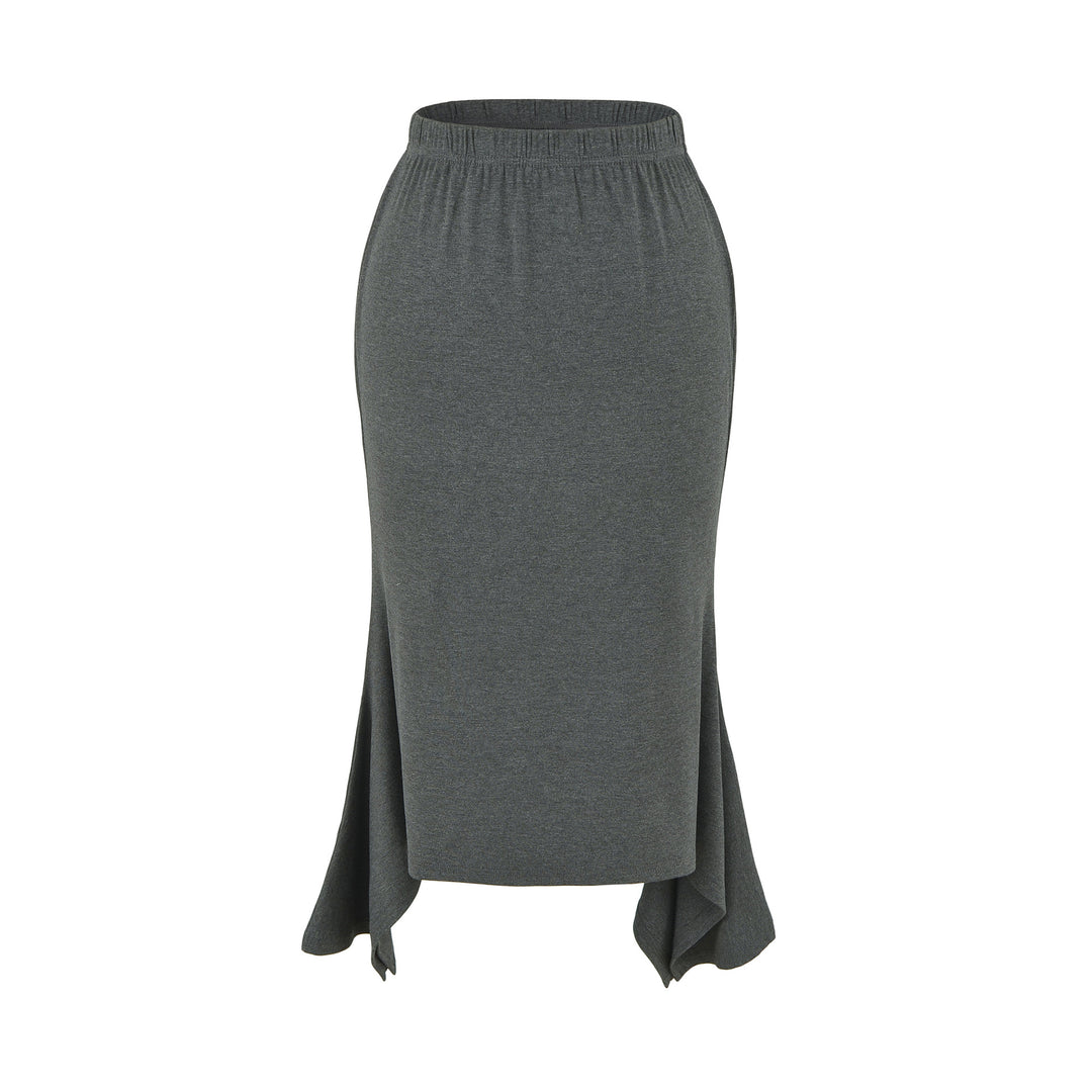 Damen Asymmetrischer Jersey-Midirock mit elastischem Bund und Zipfelsaum Drune