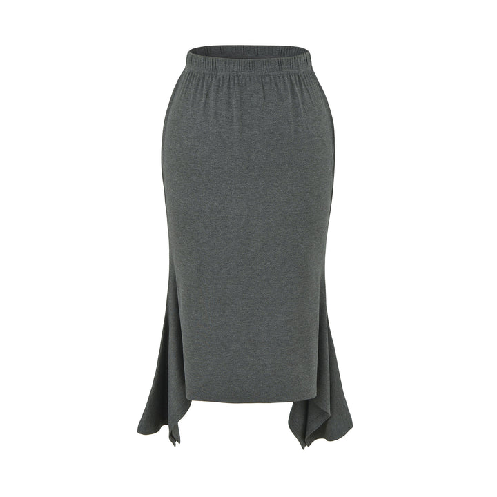 Damen Asymmetrischer Jersey-Midirock mit elastischem Bund und Zipfelsaum Drune