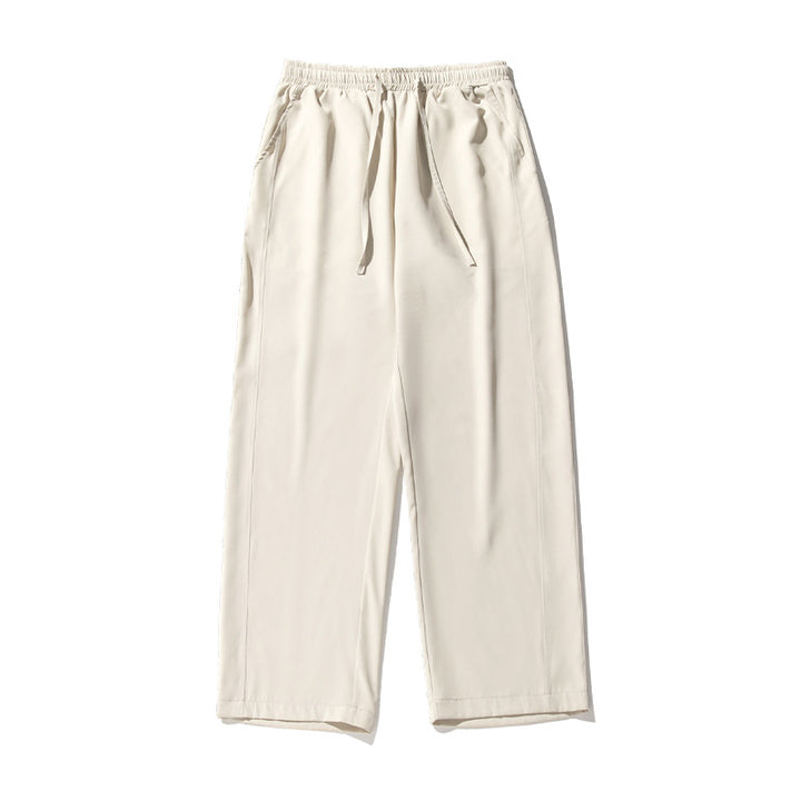 Unisex Locker geschnittene Palazzo‑Freizeithose aus leichtem Twill mit elastischem Bund und Kordelzug Drune