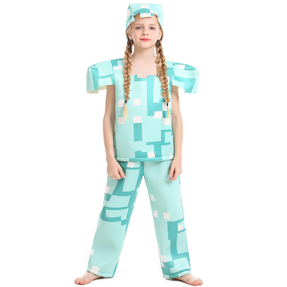 Mädchen Minecraft Kostüm mit geometrischem Muster und lässiger Passform Drune